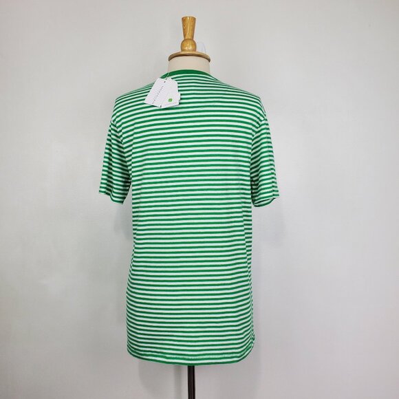Denim & Flower Cotton Green White Striped "Lucky" St. Patrick's Day Top Size M - Picture 7 of 16